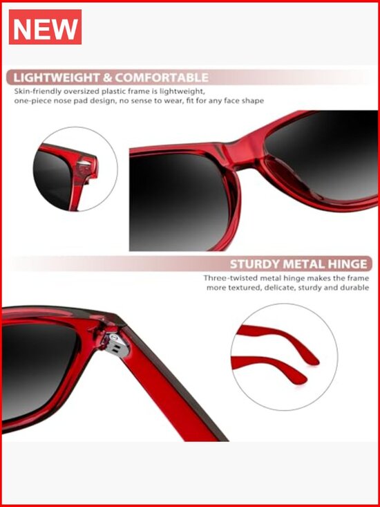 3 Pack Square Sunglasses Polarized UV Protection Trendy Shades for Women Men main image 6